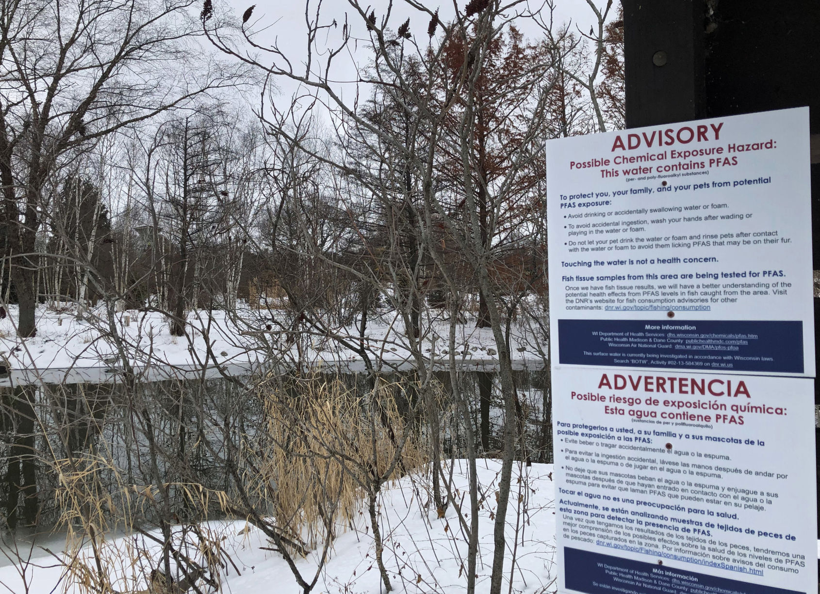 PFAS sign on Starkweather Creek